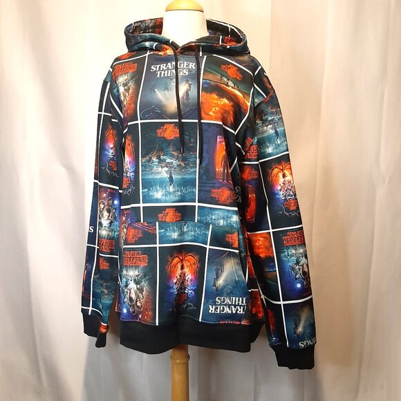Netflix Stranger Things Hoodie Large unisex Sweatshirt All Over Print Graphic - Picture 7 of 10